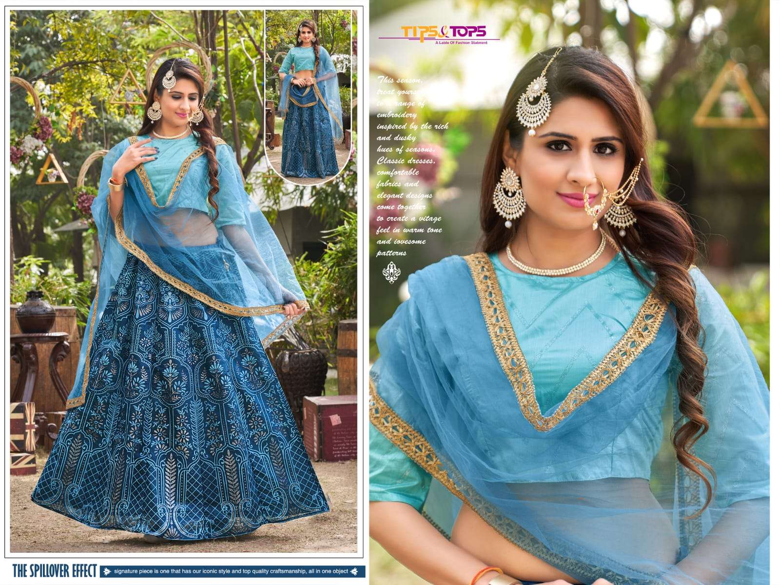 Tips &Tops-Lehnga Vol 02-Viscos-Chanderi-Prints -Handwork-Crop-Top-with-Chanderi-Flaired Skirt And Net With Lace-Work-Dupatta-01